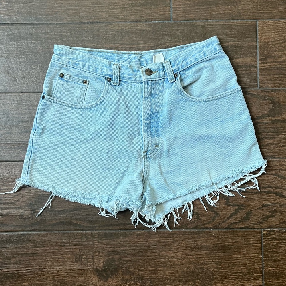 Light faded blue Cut off jean shorts